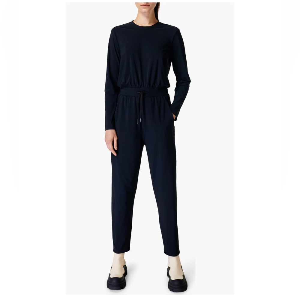 Sweaty Betty Explorer Long Sleeve Crew Neck Drawstring Jumpsuit Black Size S NWT